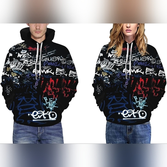 New Men's Graphic Drawstring Hoodie Sweater Multiple Sizes - Picture 5 of 5